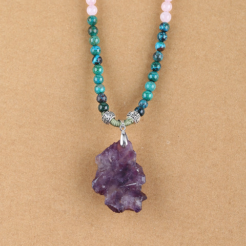 Natural Amethyst, Chrysocolla, Rose Quartz Pendant Beads for Necklace