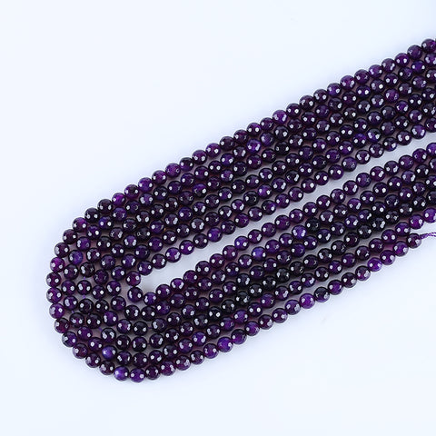 BITEFU 1 Strand Faceted Amethyst Round Shape Loose Beads, DIY Accessories,Stone