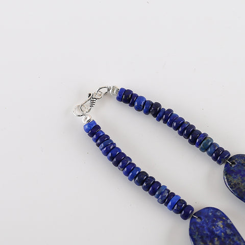 Natural Lapis Lazuli Gemstone Necklace, Handmade Jewelry, Necklace For Women, 1 Strand, 20.5 Inch, 33x20×9mm,3×2mm,88g