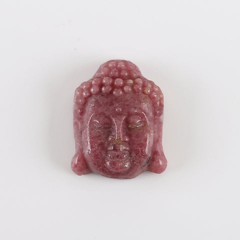 BITEFU Carved Natural Rhodonite Buddha Head Gemstone Pendant Bead,16g