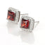 5x5mm Garnet & Diamond Earrings 18-Carat Platinum 2.2g