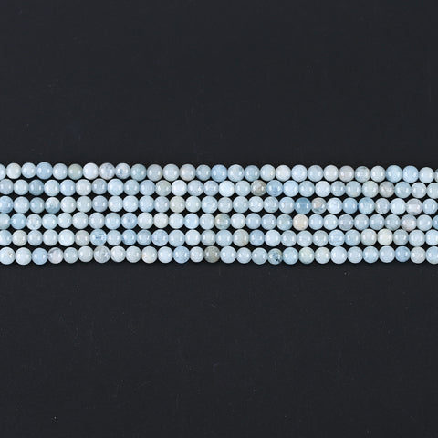 BITEFU 1 Strand Natural Blue Aquamarine Round Gemstone Necklace Loose Beads, Jewelry DIY Making, Gemstone Wholesale