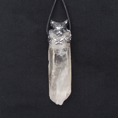 New! Natural Crystal Gemstone 925 Sterling Silver Wolf Head Pendant, Wolf Head Jewelry, 69x18x15mm, 31.2g