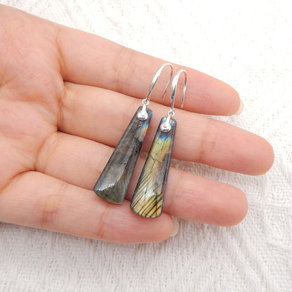 Natural Stone Lapis Lazuli, Labradorite Intarsia Earrings With 925 Sterling Silver, 30x9x5mm, 5.4g