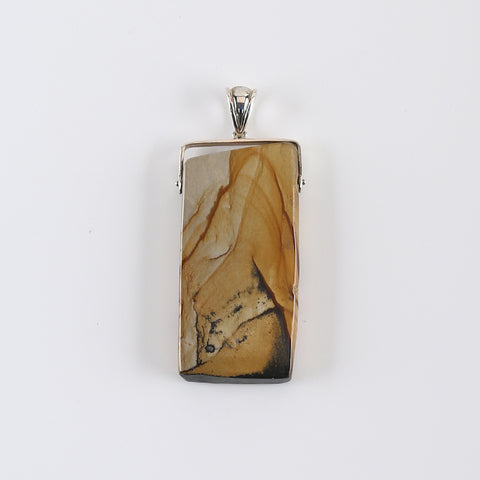 925 Sterling Silver Natural Picture Jasper Pendant, Popular Jewelry Gift,70x30x8mm, 27.3g