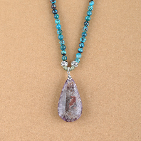 Natural Amethyst, Chrysocolla, Rose Quartz Pendant Beads for Necklace