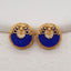 BITEFU 1Pair Silver Gold Plated Natural Lapis Gemstone Pendant Bead, Jewelry DIY Making, 2.7g