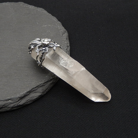 New! Natural Crystal Gemstone 925 Sterling Silver lizard Pendant, lizard Jewelry, 63x22x20mm, 24.7g