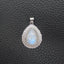 Natural Moonstone Brass Plated Silver Pendant Bead, Gemstone Jewelry Gift 29x18x8mm, 3.5g