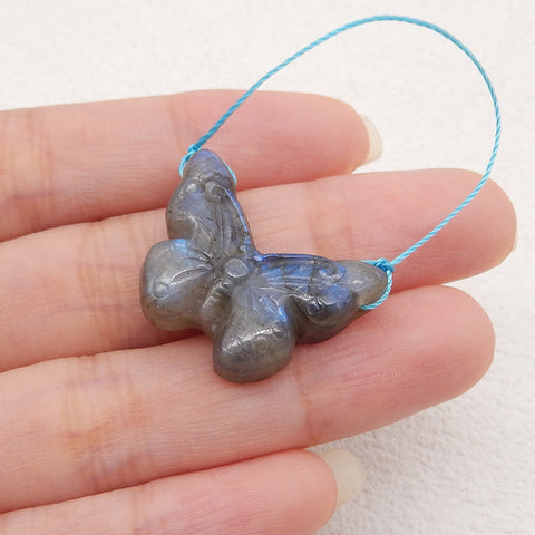 Hand Carved Labradorite Butterfly Gemstone Pendant,Gemstone for Jewelry Cabochon Making,18x25x7mm,5g