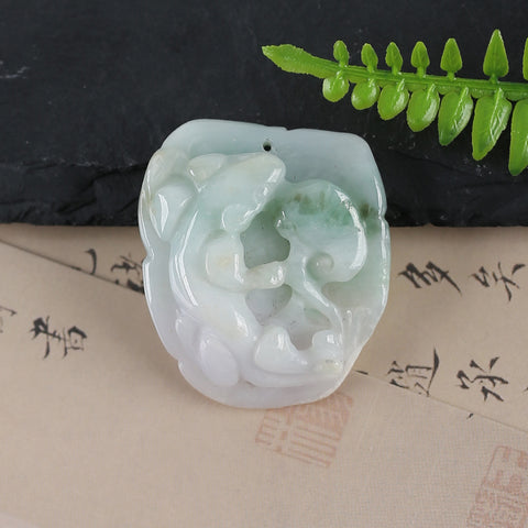 Handmade Jewelry,Carved Natural Jade Lizard Gemstone Pendant Bead,Unique Stone Pendant,39x34x12mm,20.3g