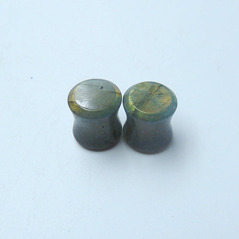 10mm Labradorite Ear Plugs With Flat Face And Back, 16mm Thickness, 1.5mm Flare