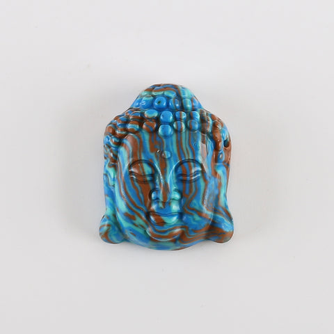 BITEFU Carved Natural Rainbow Jasper Buddha Head Gemstone Pendant Bead, 10g