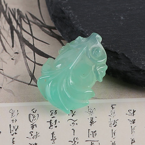 Hand Carved  AAA Grade Natural Chrysoprase Fish Gemstone Cabochon(Can be Drilled) For Gemstone Jewelry Design ,Unique Gift,28×22×9mm,6.2g