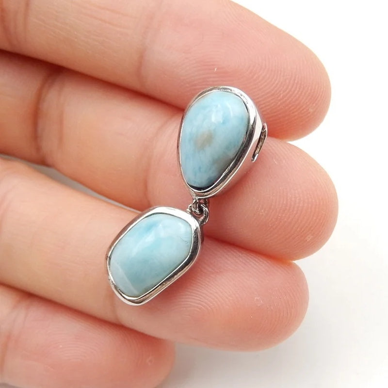 Natural Larimar Pendant with 925 Sterling Silver Accessory