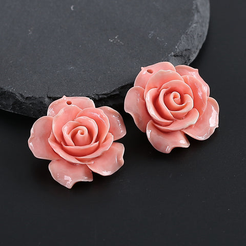 Pink Conch Shell Carved Flower Fashion For Women Earring Beads ,Birthday Gift,Women's Jewelry Accessories DIY,33×13mm,12.3g