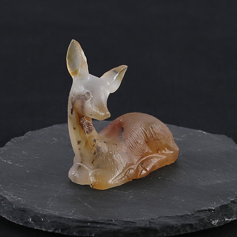 New Miniature Deer Figurine,Agate Gemstone Hand Carved Deer Statues Supply,Gemstone Home Decor,53x44x19mm,33.3g