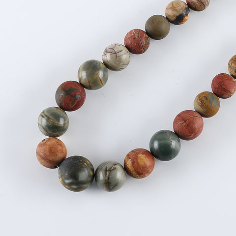 Hand-Woven,1 Strand 20 Inch Natural Multi-Color Picasso Jasper Gemstone Necklace,18mm,10mm,118.6g