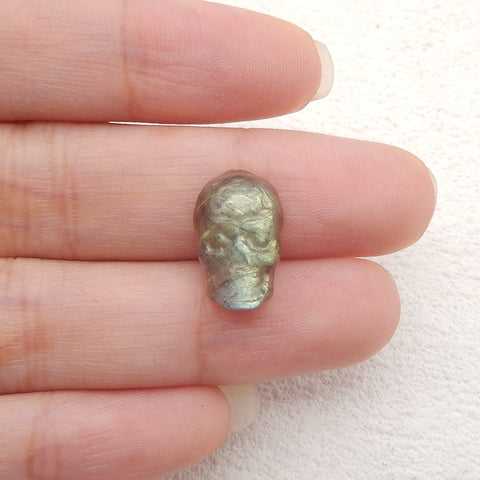 Natural Labradorite Carving Skull Gemstone Cabochon,15x10x6mm,1.4g