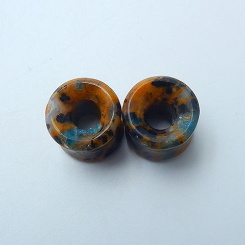 14mm Petrified Wood Opal Ear Tunnels With 6mm Hole, 13mm Thickness, 1.5mm Flare