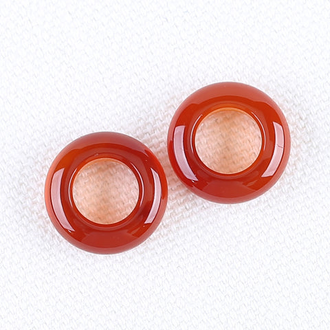 Natural Red Agate Carved doughnut Earring Beads 15*15*5mm, 2.6g