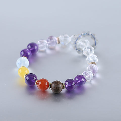 Handmade Natural Gemstone Unique Jewelry Gift, Colorful Bracelet, 18cm, 5/10mm, 26g