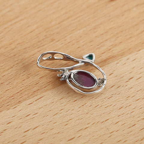 New Arrival!Handmade Jewelry Sterling Silver 925,Turquoise And Ruby Pendant,30×21×5mm, 2.9g