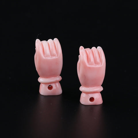 BITEFU 1Pair Pink Conch Shell (Made Of Powder Of Shell, Color Is Enhanced ) Hand , 1.8g