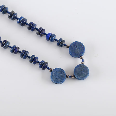 1 Strand 18.5 Inch Lapis Lazuli Gemstone Necklace,Unique Gemstone Necklace,Best Gemstone Jewelry Gift,17x8mm,10x4mm 56.2g