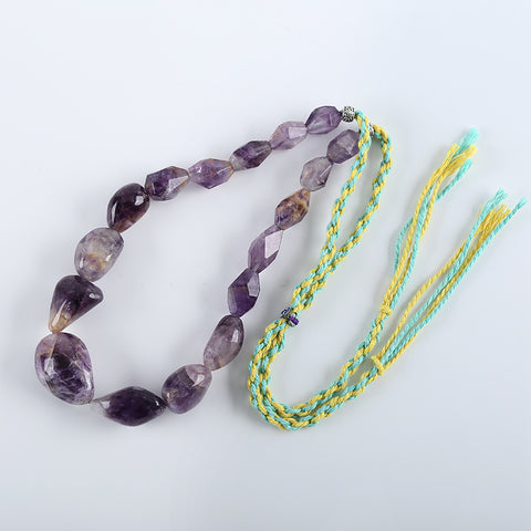 1 Strand 32 Inch Natural Amethyst Gemstone Necklace, Adjustable Necklace, 34x26x19mm,17x13x13mm,142g