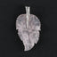 New Natural Rose Quartz Handcarved Leaf Pendant,925 Sterling Silver Pinch Bail,59x32x7mm,11.2g