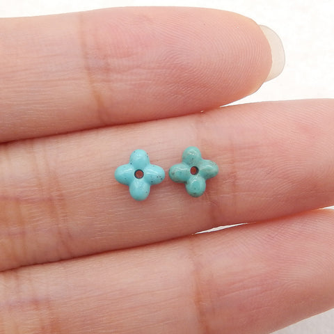 Natural Turquoise Four Leaf Clover Gemstone Earring Beads, Jewelry DIY Making, 5×2mm,,0.1g