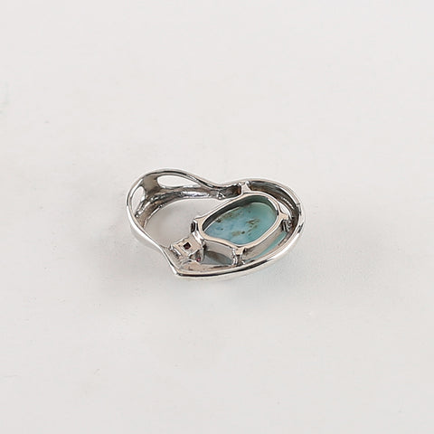 Handmade Pendant,Blue Aquamarine Pendant,925 Sterling Silver Pendant,20x18x5mm,2.4g