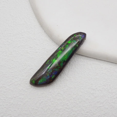 New! Natural Ammolite Gemstone Cabochon,Semi Precious Gemstones for Jewelry Making,37x10x4mm,2.4g