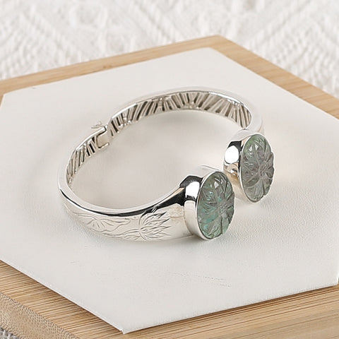 Nouveau bracelet à boucle de mode en argent sterling 925 avec chrysocolle et quartz en pierre naturelle, 21x16x8 mm, 43,1 g