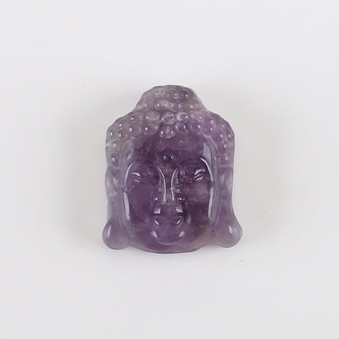 BITEFU Carved Natural Amethyst Buddha Head Gemstone Pendant Bead, 12g