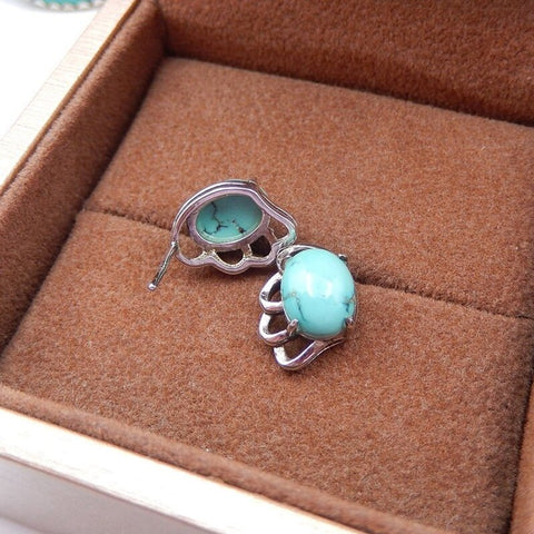 Natural Turquoise Earrings with 925 Silver Accessory