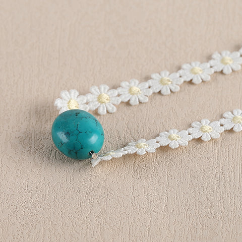 1 Strand 31 Inch Natural Turquoise and Lace Necklace,Turquoise Bead Strands Handmade Gemstone,26x23x17mm,19.4g