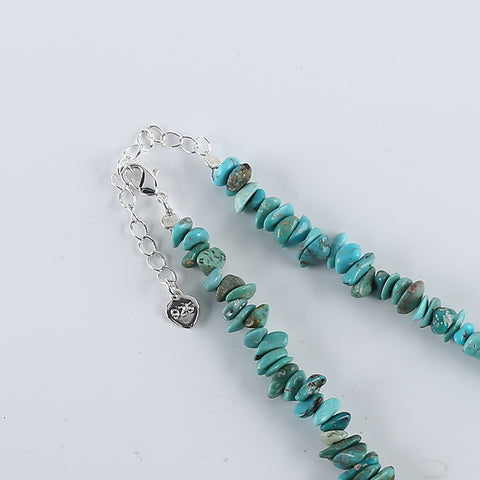 1 Strand 16-18 Inch Natueal Turquoise Gemstone Necklace,925 Sterling Silver Findings, 5x4x2mm,9x7x2mm,18.7g