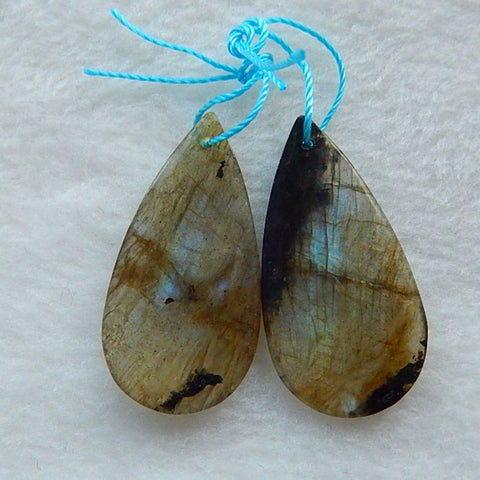 Natural Labradorite Earring Beads 29x13x5mm, 6.9g