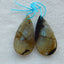 Paire de Boucles d'Oreilles Percées en Labradorite Naturelle 29x13x5mm,6.9g