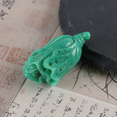 Hand Carved  AAA Grade Natural Chrysoprase Chinese Cabbage Gemstone Pendant Bead For Gemstone Jewelry Design ,Unique Gift,43×25×20mm,19.6g