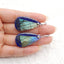 New Natural Lapis Lazuli And Labradorite Intarsia Teardrop Earrings , 925 Sterling Silver, 33x18x4mm, 8.6g