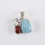 Handmade Pendant,Blue Aquamarine,Wood Fossil And Crystal Pendant, 925 Sterling Silver Pendant,38×30×11mm,16.5g