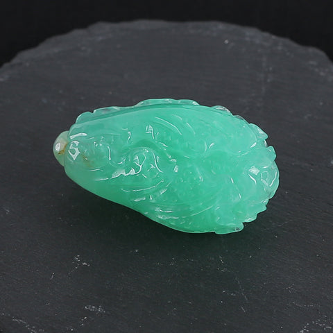 Hand Carved  AAA Grade Natural Chrysoprase Chinese Cabbage Gemstone Pendant Bead For Gemstone Jewelry Design ,Unique Gift,45×27×20mm,29.4g