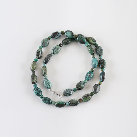 Natural Turquoise Necklace,Turquoise Bead Strands Handmade Gemstones,Lucky Stone, 1 Strand, 19.5 inch, 14×10×7mm,5×4mm,43.8g