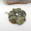 Natural Serpentine Carved flower Pendant with 925 Sterling Silver Pinch Bail 52x55x8mm