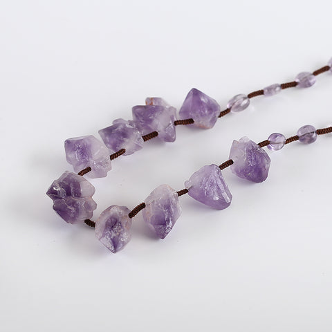 1 Strand 17 Inch Drusy Amethyst Gemstone Pendant Beads Necklace, Best Gemstone Jewelry For Gift, 21x21x17mm, 8x7x5mm, 55.2g