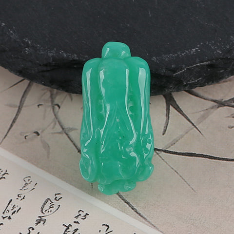 Hand Carved AAA Grade Natural Chrysoprase Chinese Cabbage Gemstone Pendant Bead For Jewelry Design, Unique Gemstone Jewelry Gift