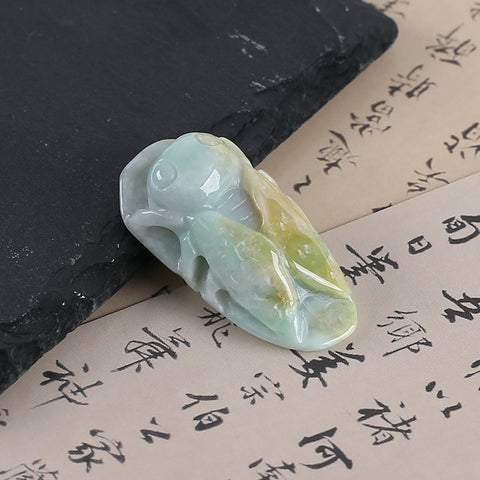 Carved Natural Jade Cicada Gemstone Pendant Bead,Unique Pendant for Necklace,Jewelry DIY Making,41x20x12mm,15.2g